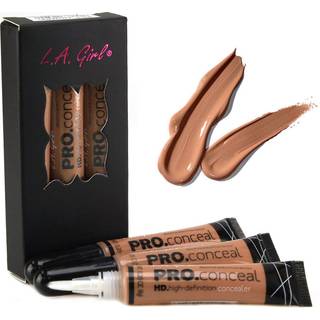 LA Girl HD Conceal High Definition Concealer - Chestnut, 3-pak til fejlfri og langvarig dækning