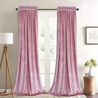 Roslynwood Velvet Curtain Panels Blush Window Luxury Drapes til sovev?relse Termisk isoleret stanglomme gardin til stue (2 paneler 52 x 96 tommer