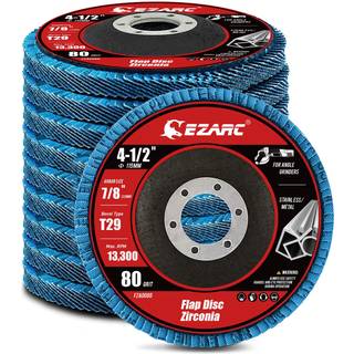 Ezarc klapskiver 80 Grit 4 1/2 x 7/8-tommer klapslibning Disc Type 29 Zirconia Slibing Wheel til metal for rustfrit stålplade (10 pakke)