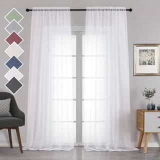 Chyhomenyc ekstra lange hvide voile gennemsigtige gardiner 120 tommer lange 2-pak vinduesgardiner til bryllup bue/f?dselsdagsfest/gang vindue G?s