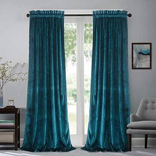 Roslynwood Velvet Curtain Panels Peacock Blue Block Light Window Super Soft Luxury Drapes Til Sovev?relse Termisk isoleret stanglomme gardin til