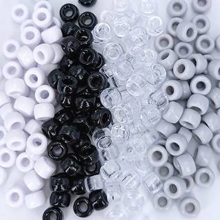 Miiim 1000pcs 6x9mm ponyperler Bulk sort og hvid ponyperler til armb?nd, der fremstiller kit kandi perler h?rperler til fletninger h?ndv?rksperle