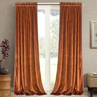 Roslynwood Home Velvet Bright Orange Curtain 84 tommer - Tungt gardiner Energieffekt