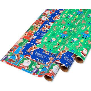 American Greetings 105 sq. ft. juleindpakningspapir-pakke Rudolph Designs (3 ruller 30 in. x 14 ft.)