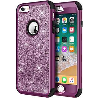 Hython kompatibel med iPhone 6/6s Case Heavy Duty Full-Body Defender Protective Case Bling Glitter Sparkle Hard Shell Hybrid Shockfabrosof gummi