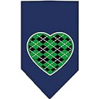 Argyle Heart Green Screen Print Bandana Navy Blue Small Small