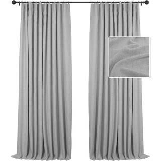 Inovaday 100% m?rkl?gningsgardiner 96 tommer l?ngde 2 paneler S?t linned Blackout gardiner Tekstureret termisk isoleret sort udgardin