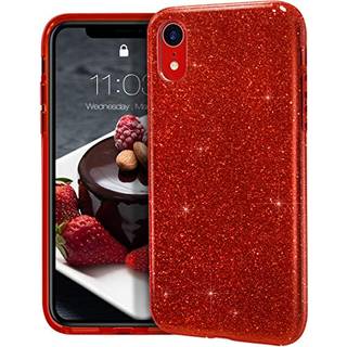 MateProx kompatibel med iPhone XR -sag Bling Sparkle Cute Girls Women Protective Christmas Case (rød)
