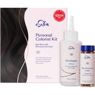 Esalon Permanent Hair Color & Hair Dye Kit - Mørkebrun - Personal Colorist for op til 100% grå dækning Alle hårtyper - Professionel klasse ammoni