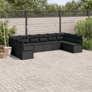 sofasæt til haven 10 dele med hynder polyrattan sort