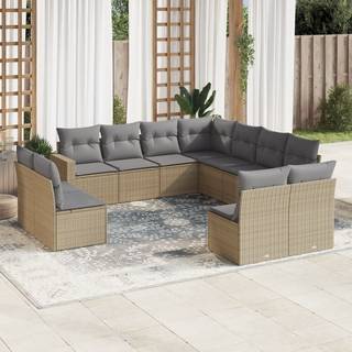 sofasæt til haven 11 dele med hynder polyrattan beige