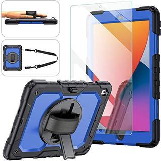iPad 9./8./7. generation af sag iPad 10.2 Sag 2021/2020/2019 [Rotatable h?ndrem/kickstand] Ambison Full Body Protective Case med h?rdet glassk?rm