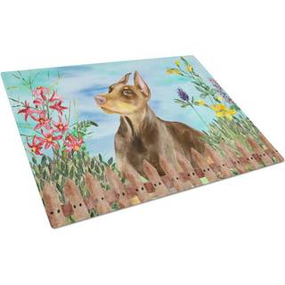 Caroline's Treasures CK1271LCB Doberman Pinscher Spring Glass Cutting Board Stor dekorativt tempereret glas Køkkenskæring og serveringsplade Stor