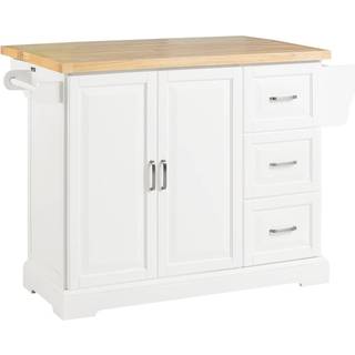 SoBuy,Køkkenø - Køkkenbord i træ - Hvid, FKW41-WN