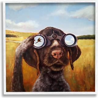 Stupell Industries Dog ser fugle kikkert