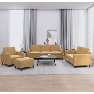 sofasæt 4 dele velour brun