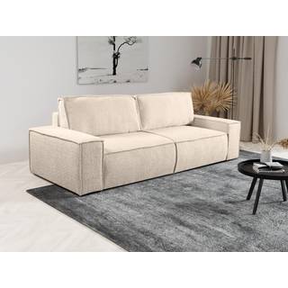 4-personers konvertibel sofa i beige bouclette stof AMELIA