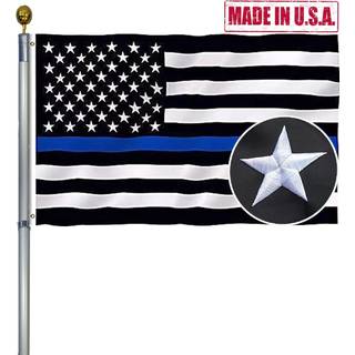 Broderet tynd blå linje Amerikanske flag 3x5 udendørs fremstillet i USA-NYLON Blue Line Blue Lives Matter Flag Broderede Stitches Flag til udenfo