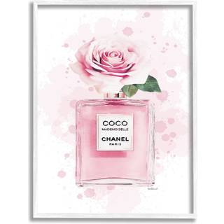 Stupell Industries Pink Flower Parfume Fashion Glam Design designet af Amanda Greenwood Wall Art 16 x 1,5 x 20 White Framed