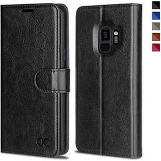 Ocase Samsung Galaxy S9 Case Leather Flip Wallet Case til Samsung Galaxy S9 -enheder (sort)
