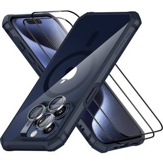 ESR til iPhone 15 Pro Case kompatibel med MagSafe Set med 2 skærmbeskyttere og enkeltobjektivbeskyttere Air Guard Corners Gulende-resistente akry