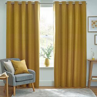Furn furn. Mustard Dawn 100% Blackout Thermal Eyelet Curtains