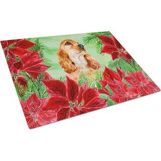 Caroline's Treasures CK1354LCB Cocker Spaniel Poinsettas Glasskærebord Stort dekorativt tempereret glas Køkkenskæring og serveringsplade Stor i s