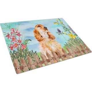 Caroline's Treasures CK1268LCB Cocker Spaniel Spring Glass Cutting Board Stor dekorativt tempereret glas Køkkenskæring og serveringsplade Stor st