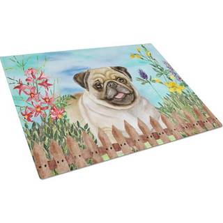 Caroline's Treasures CK1280LCB Fawn Pug Spring Glass Cutting Board Stor dekorativt tempereret glas Køkkenskæring og serveringsplade Stor i stor s