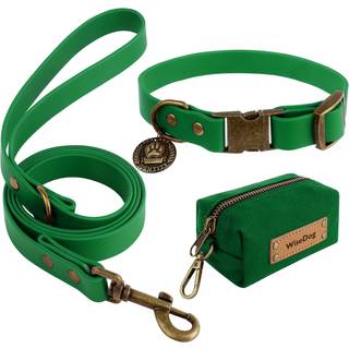 Wisedog Dog Collar and Leash Set Combo: Justerbare holdbare k?ledyrskraver med hunde snor til sm? medium store hunde inkluderer en bonus af poop