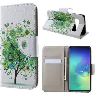 Samsung Galaxy S10 kryds tekstur læder flip etui - Grønt Træ