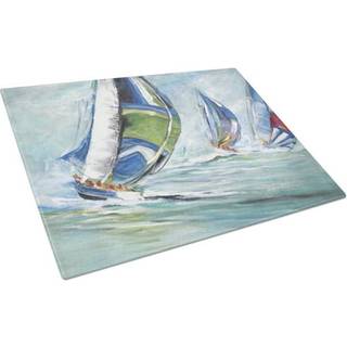 Caroline's Treasures JMK1030LCB Boat Race Glass Cutting Board Stor dekorativt tempereret glas køkkenskæring og serveringsplade stor størrelse hug