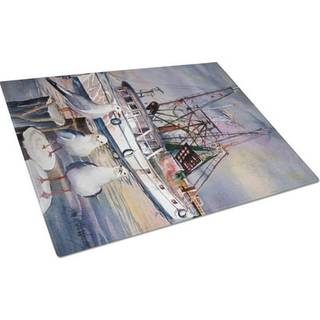 Caroline's Treasures JMK1196LCB Sea Gulls og rejerbåde Glasskærebord Stort dekorativt tempereret glasskæreskæring og serveringsplade Stor i stor