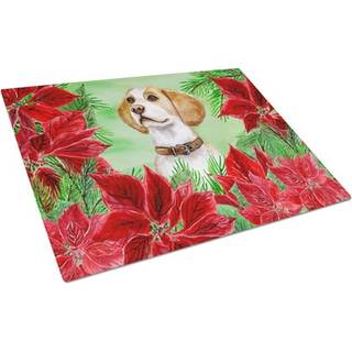 Caroline's Treasures CK1334LCB Beagle Poinsettas Glass Cutting Board Stor dekorativt tempereret glas køkkenskæring og serveringsplade stor større