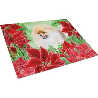Caroline's Treasures CK1330LCB Pomeranian Poinsettas Glasskærebord Stort dekorativt tempereret glas Køkkenskæring og serveringsplade Stor i stor