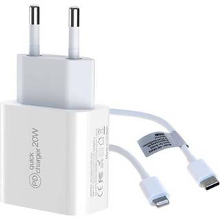 Saii 20W PD Oplader og Lightning Kabel - EU-stik - Hvid