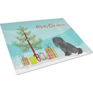 Caroline's Treasures CK3505LCB Pekingese Christmas Tree Glass Cutting Board Stor dekorativt tempereret glas Køkkenskæring og serveringsplade Stor