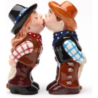Cowboy og cowgirlmagnetisk ceremisk salt og peber ryster