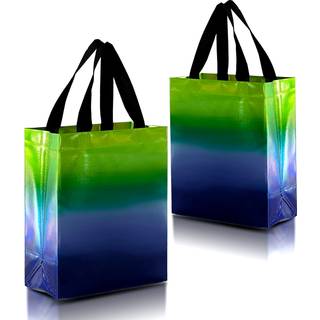 Nush Nush Rise Gradient Giftposer - S?t med 12 bl? & gr?n genanvendelige gaveposer Medium st?rrelse med iriserende finish - Farverige festposer m