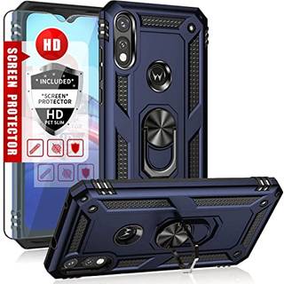 Yzok kompatibel med Moto E 2020 Case Motorola E -sag med HD Screen Protector [Milit?r Kvalitet] Ring Bilmontering Kickstand Hybrid Hard PC Soft T