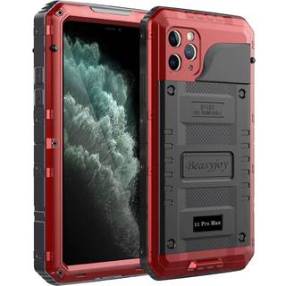 Beasyjoy iPhone 11 pro max case vandt?t metal case tung indbygget sk?rm fuld krop beskyttende st?dbestandig milit?r kvalitet r?d
