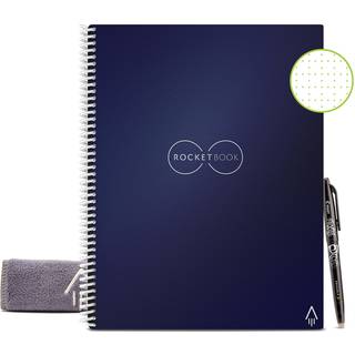 Rocketbook Smart Genanvendelig-dot-grid milj?venlig notebook med 1 pilotfrixion pen & 1 mikrofiber klud inkluderet- midnat bl? f?lgebrevst?rrelse