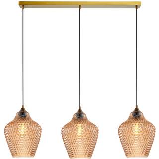 Glas hængelampe Drakar Lindby, dæmpbar, Creme/amber, Stue/spisestue, Glas, Vintage