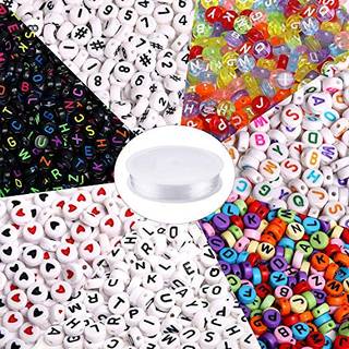 1900PCS 7 farver Round Letter Beads Akryl Alfabet nummerperler med 1 rulle elastisk krystalstrengledning til smykker, der fremstiller DIY halsk?d