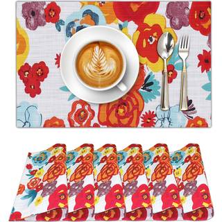 Ruvanti Placemats 100% bomuld 13x19 tommer spisebord placemats s?t af 6 moderne stedm?tter til spisebordindretning k?kken & bord senget?j kaffe m