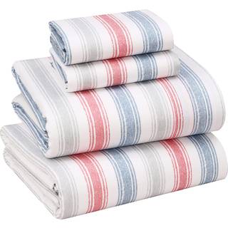 Ruvanti 100% bomuldsark - sprød køling percale ark til king size seng åndbar & holdbart king ark sæt 16 tommer dybe lomme sengel