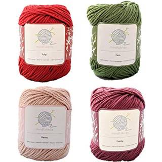 Strikegarn H?klet garn Mindfulness og afslapning 100 procent bomuldsgarn Multicolor 4 -Pack Medium Number 4 Worklen Bundle Flora Soft & Gentle Fo