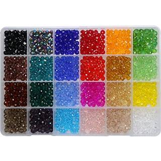 Shaten 24 farver 6 mm dekorativ h?nd Briolette facetterede Rondeelle krystalglasperler med hul til DIY h?ndv?rk armb?nd halsk?de smykker, der fre