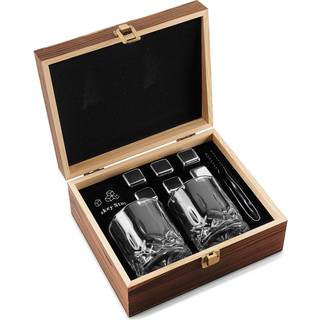 Whiskysæt | Glas, Tang & Rustfri Stål Sten