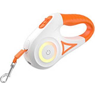 Rojeco Automatisk Indtrækkelig Hundesnor med LED - 5m - Hvid/Orange